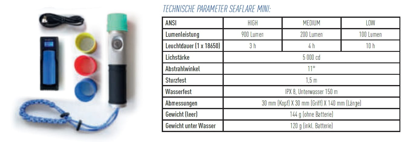 Aqualung SeaFlare Mini 900 Lumen Tauchlampe